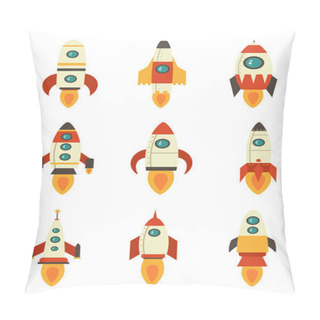 Personality  Set Of Rockets On A White Isolated Background. Vector Illustration Eps 10 Pillow Covers