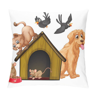 Personality  Group Of Cute Animals Cartoon Character Isolated Illustration Pillow Covers