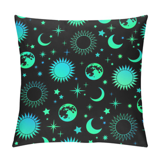 Personality  Mystical Esoteric Pattern With Sun Moon And Stars Pillow Covers