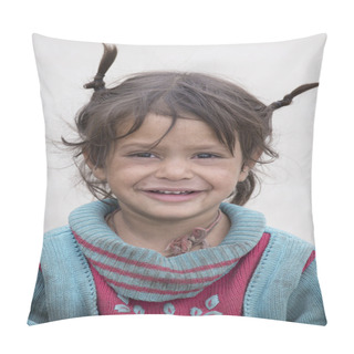Personality  Beggar Girl In Leh, India Pillow Covers