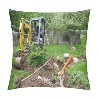 Personality  Excavator In The Garden Pillow Covers