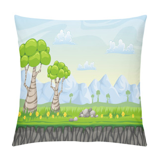 Personality  Seamless Nature Cartoon Background, Vector Illustration With Separate Layers Pillow Covers