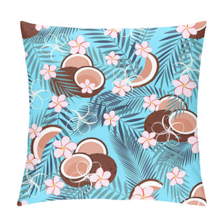 Personality  Pattern With Coconut On Blue Pillow Covers