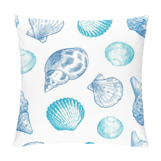 Personality  Seashells Seamless Pattern For Your Ocean Life Design. Elegant Sea Shells Background. Summer Template Collection Vector Illustaration Pillow Covers