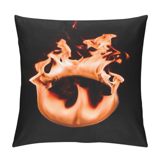 Personality  Close Up View Of Burning Circle Figure Isolated On Black Pillow Covers