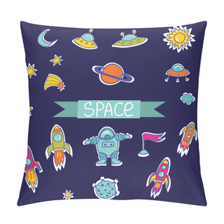 Personality  Vector Set Of Space. Vector Rockets And UFO Pillow Covers