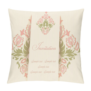 Personality  Beautiful Invitation Card With Vintage Floral Elements. Pillow Covers