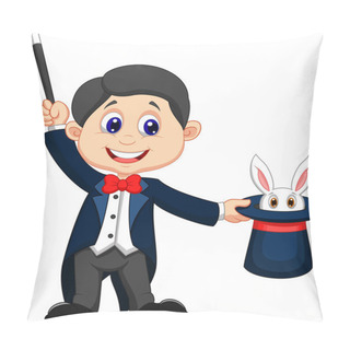 Personality  Magician Cartoon Pulling Out A Rabbit From His Top Hat Pillow Covers