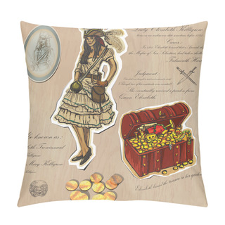 Personality  Pirates - Treasure, An Hand Drawn Illustrations Pillow Covers