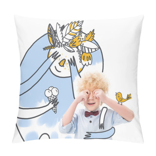 Personality  Cute Little Boy With Mythical Hero Pillow Covers