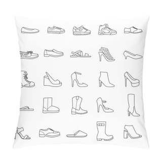 Personality  Shoes Outlines Vector Icons Pillow Covers