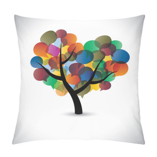 Personality  Colorful Tree Chat Icons & Speech Bubble Symbols- Vector Graphic Pillow Covers