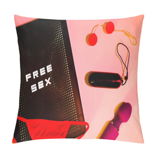 Personality  Red Gstring  And Sex Toys On A Pink Background With A Letterbox  Pillow Covers