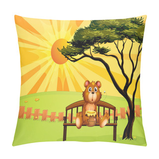 Personality  A Bear With A Pot Of Honey Sitting At The Bench Pillow Covers