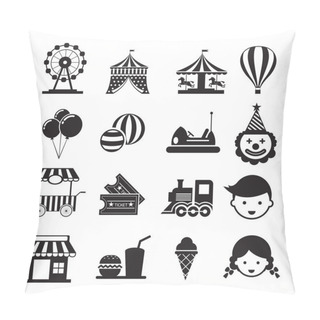 Personality  Amusement Park Mono Icons Set Pillow Covers