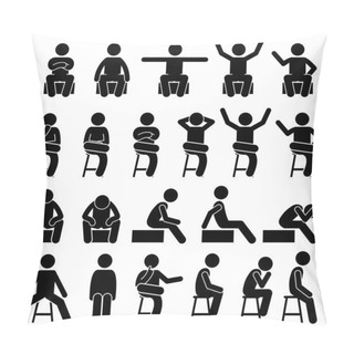 Personality  Sitting On Chair Poses Postures Human Man People Stick Figure Stickman Pictogram Icons Pillow Covers