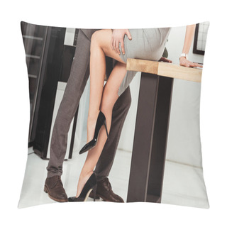 Personality  Partial View Of Business Colleagues Flirting At Workplace In Office, Offirce Romance Concept Pillow Covers