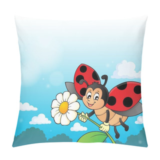 Personality  Ladybug Holding Flower Theme Image 3 Pillow Covers