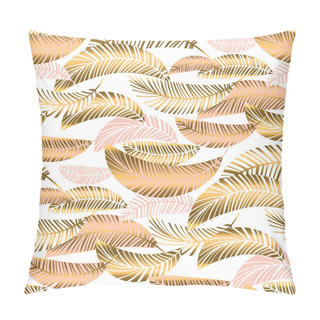 Personality  Rose Gold Tropical Seamless Pattern With Palm Foliage Pillow Covers