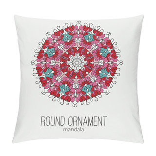 Personality  Vector Hand Drawn Colorful Floral Mandala Circle Ornament Isolated On The Grey Background.  Pillow Covers