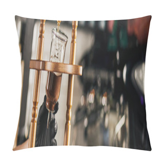 Personality  Partial View Of Barista In Black Glove Holding Cold Drip Coffee Maker With Ground Coffee, Banner Pillow Covers