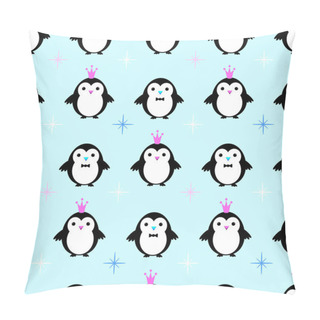 Personality  Penguin Princess Seamless Pattern Vector Pillow Covers