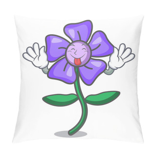 Personality  Tongue Out Periwinkle Flower Mascot Cartoon Pillow Covers