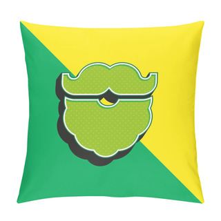 Personality  Beard Green And Yellow Modern 3d Vector Icon Logo Pillow Covers