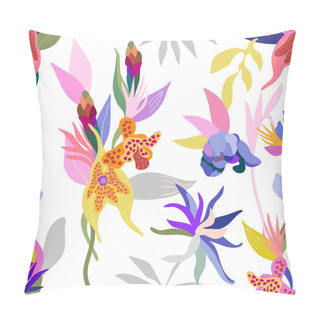 Personality  Seamless Pattern With Flowers And Palm Leaves.  Pillow Covers