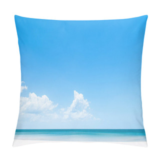 Personality  Beautiful Tranquil Tropical Island White Sand Beach With Blue Sky And Clouds In Summer, Beach Getaway Vacation Destination. Bang Berd, Chumphon - Thailand. Serene Blue Ocean Scenery Pillow Covers