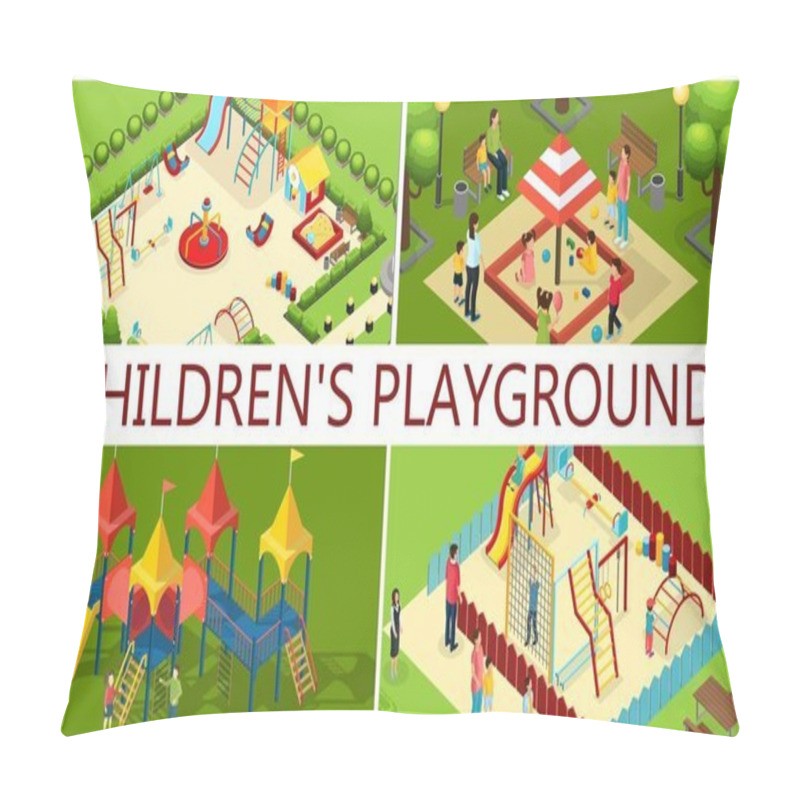 Personality  Isometric Kids Playground Composition pillow covers