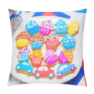 Personality  Cupcakes, Cakes And Holiday Cookies In The Form Of Machines For A Children's Holiday Pillow Covers