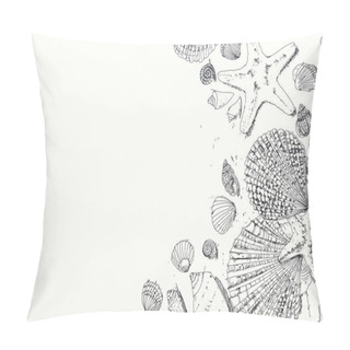 Personality  Drawings Of Traces Of Shells And Marine Elements Pillow Covers