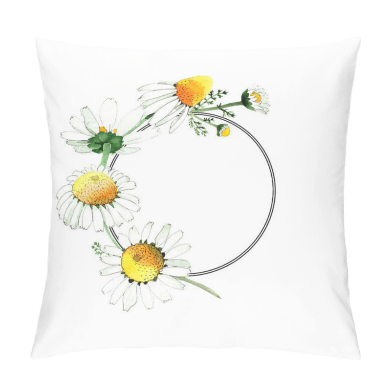 Personality  Wild spring Chamomile flowers. Watercolor background illustration set. Watercolour drawing fashion aquarelle isolated. Frame border pillow covers