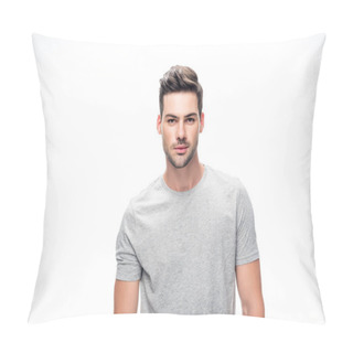 Personality  Man In Grey T-shirt Pillow Covers