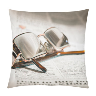 Personality  Glasses On Newspaper Pillow Covers