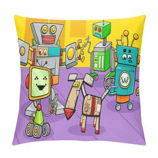 Personality  Robot Characters Group Cartoon Illustration Pillow Covers