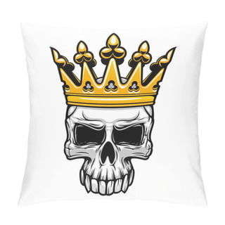 Personality  King Skull In Royal Gold Crown Pillow Covers