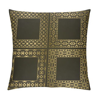 Personality  Golden Square Frames Set Of Traditional Ornament Borders. Pillow Covers