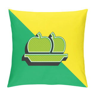 Personality  Apple Green And Yellow Modern 3d Vector Icon Logo Pillow Covers