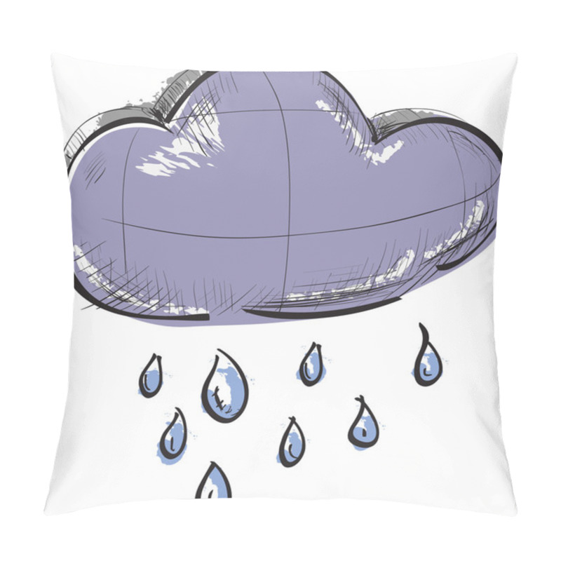 Personality  Color sketch weather icons: cloud with rain pillow covers