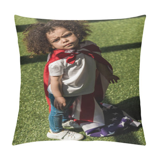 Personality  Girl With American Flag Superhero Cape Pillow Covers