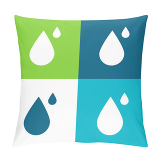 Personality  Big And Small Drops Flat Four Color Minimal Icon Set Pillow Covers
