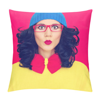 Personality  Colorful Portrait Funny Girl Pillow Covers