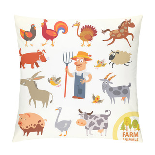 Personality  Set Funny Farm Little Animals. Cartoon Character Pillow Covers