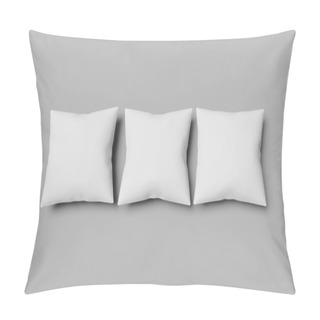 Personality  Three White Square Mocap Pillow On A Gray Background. 3D Rendering. Pillow Covers