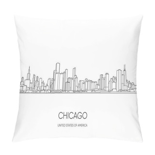 Personality  Chicago Skyline. Vector Illustration Pillow Covers