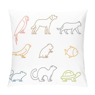 Personality  Colored Line Group Of Pets. Silhouettes Animals Pillow Covers