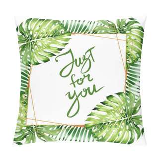 Personality  Palm Beach Tree Leaves Jungle Botanical. Watercolor Background Illustration Set. Frame Border Ornament Square. Pillow Covers