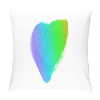 Personality  Liquid Lipstick Heart Shape Smudge Isolated On White Background. Rainbow Color Pillow Covers